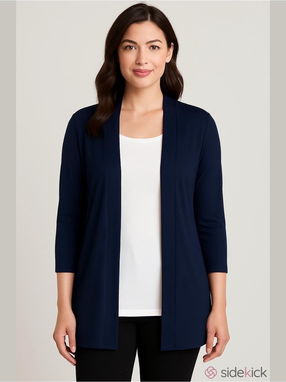 Notations Black Ribbed Open Front Cardigan X